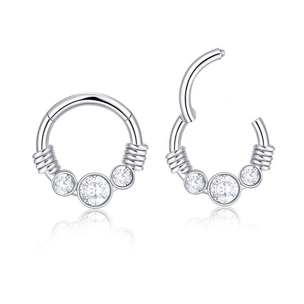 zircon nose ring hinged segment clicker septum hoop surgical steel ear piercing cartilage earring tragus body jewelry, Silver
zircon nose ring hinged segment clicker septum hoop surgical steel ear piercing cartilage earring tragus body jewelry, Silver