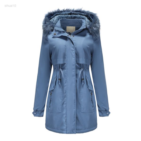 blue black with fur hats thick warm casual women winter zip up jacket for 2022 bomber cargo jacket padded oversize 4xl 5xl parka l220725 
blue black with fur hats thick warm casual women winter zip up jacket for 2022 bomber cargo jacket padded oversize 4xl 5xl parka l220725