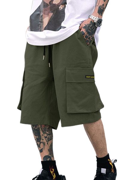 men letter patched flap pocket shorts c7am#, White;black 
men letter patched flap pocket shorts c7am#, White;black