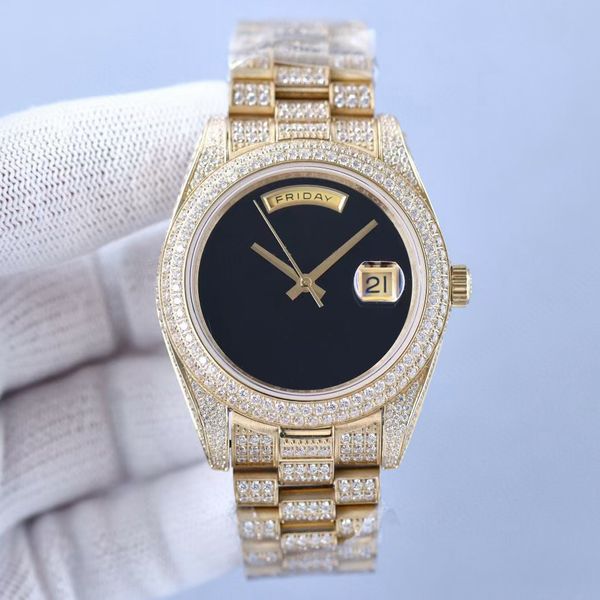 black dial zircon luxury iced out diamond watch men 40mm daydate automatic mechanical 3a sweeping popular brand 16233 sapphire glass yellow, Slivery;brown
black dial zircon luxury iced out diamond watch men 40mm daydate automatic mechanical 3a sweeping popular brand 16233 sapphire glass yellow, Slivery;brown