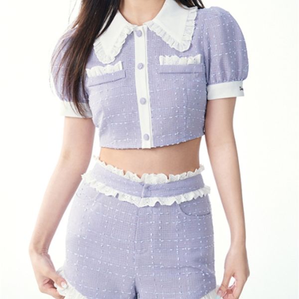 small fragrant suit summer korean sweet t 2 piece set women puff sleeve crop shorts sets fashion two piece pants suits 220617, White
small fragrant suit summer korean sweet t 2 piece set women puff sleeve crop shorts sets fashion two piece pants suits 220617, White