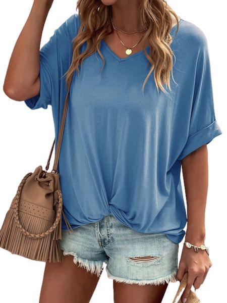 v neck batwing sleeve tee g93p#, White