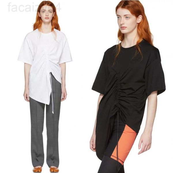 women's t-shirt designer 2019 summer new niche drawstring short sleeve t-shirt women's natural fold asymmetric hem drop shoulder i, White
women's t-shirt designer 2019 summer new niche drawstring short sleeve t-shirt women's natural fold asymmetric hem drop shoulder i, White