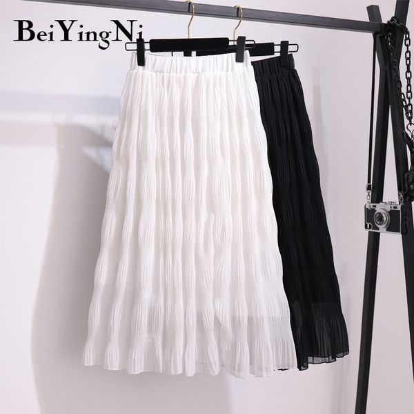 summer long chiffon pleated skirts womens white black high waist casual office skirt fashion saias faldas female 210427
summer long chiffon pleated skirts womens white black high waist casual office skirt fashion saias faldas female 210427