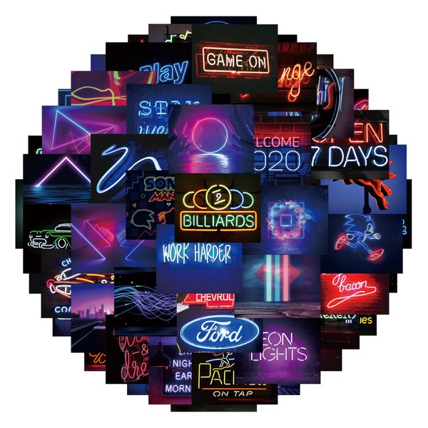 52pcs mixed neon light cartoon stickers pack for diy snowboard lapluggage guitar cool neon sign graffiti toys decal
52pcs mixed neon light cartoon stickers pack for diy snowboard lapluggage guitar cool neon sign graffiti toys decal