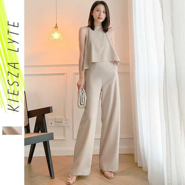 womens summer jumpsuit elegant long loose high waist drape beige wide leg pants fashion jumpsuits 210608, Black;white
womens summer jumpsuit elegant long loose high waist drape beige wide leg pants fashion jumpsuits 210608, Black;white