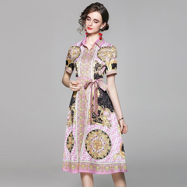 summer baroque printed shirt dress woman designer short sleeve lapel single-breasted casual high waist dresses 2022 runway slim bow lace up, Black;gray
summer baroque printed shirt dress woman designer short sleeve lapel single-breasted casual high waist dresses 2022 runway slim bow lace up, Black;gray