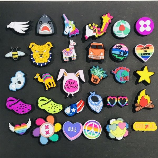 1pc star unicorn bunny rabbit pvc shoe charms bee heart decoration accessories i do bae boo beast buckle for kids gift 220713, White;pink 
1pc star unicorn bunny rabbit pvc shoe charms bee heart decoration accessories i do bae boo beast buckle for kids gift 220713, White;pink