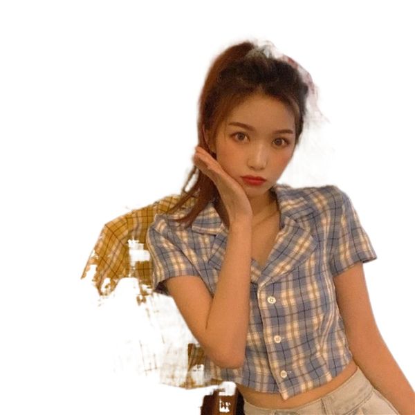 women's blouses & shirts women summer plaid turn down collar 7colors sweet crop all-match korean style button up lady streetwear d3h3#, White
women's blouses & shirts women summer plaid turn down collar 7colors sweet crop all-match korean style button up lady streetwear d3h3#, White