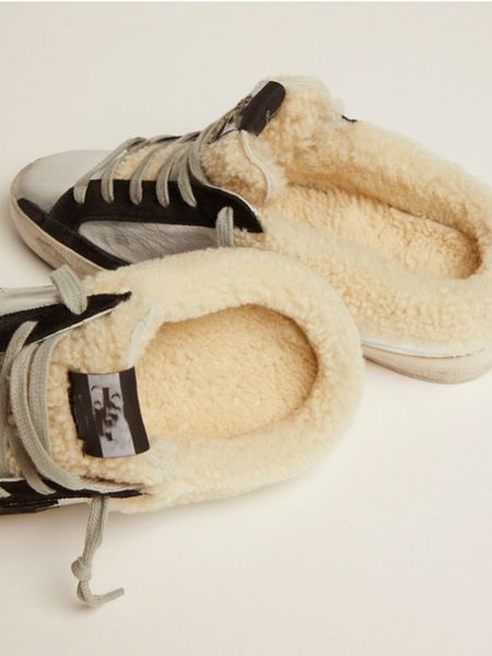 shoes designer version casual sneakers sabots in white leather with shearling lining, Black
shoes designer version casual sneakers sabots in white leather with shearling lining, Black