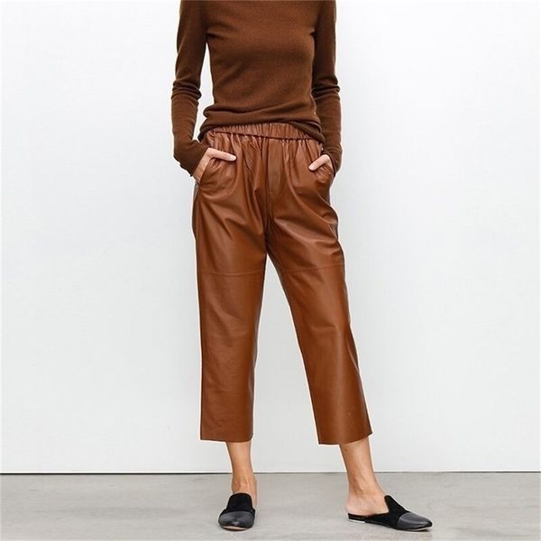 genuine leather harem pants women's real sheepskin trousers high waist plus size women pants new elastic waist streetwear 201112, Black;white
genuine leather harem pants women's real sheepskin trousers high waist plus size women pants new elastic waist streetwear 201112, Black;white