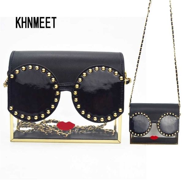 red lips metal retro shoulder bags transparency acrylic box shape crossbody bag handbags messenger bags 220616