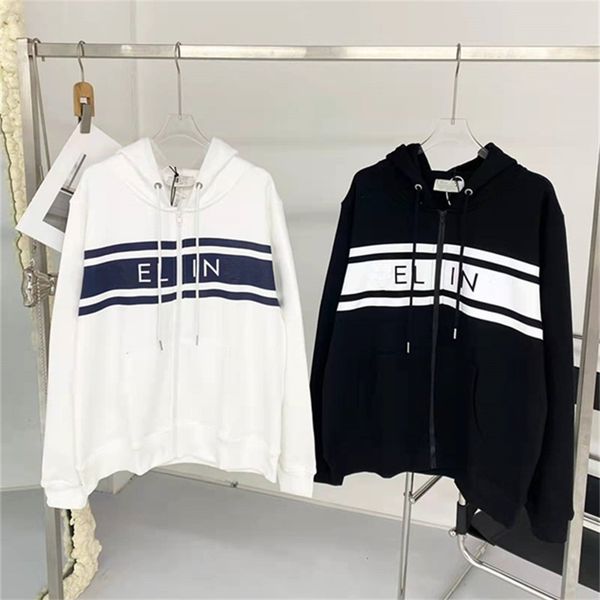 early spring new fashion men's and women's same chest printing leisure hooded zipper sweater, Black
early spring new fashion men's and women's same chest printing leisure hooded zipper sweater, Black