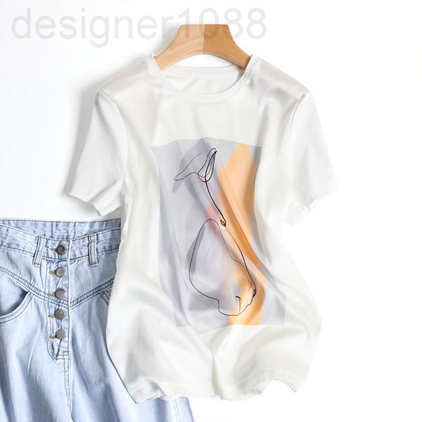 women's t-shirt designer imitation mulberry silk t-shirt women's loose high-end temperament short sleeve splicing real si cotton s, White
women's t-shirt designer imitation mulberry silk t-shirt women's loose high-end temperament short sleeve splicing real si cotton s, White