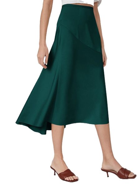 motf premium high waist bias cut skirt 87eh#, Black