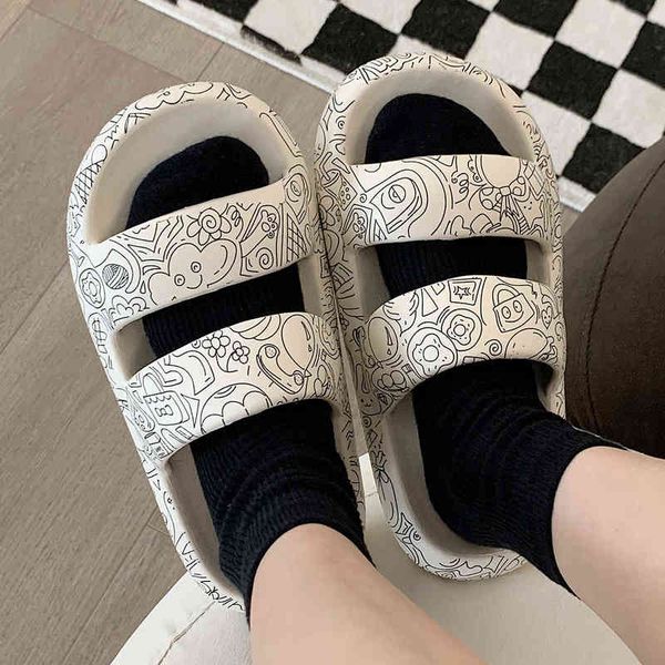 new summer creative graffiti couple street style indoor sandals thick bottom deodorant non-slip beach outdoor slippers com t220728, Black
new summer creative graffiti couple street style indoor sandals thick bottom deodorant non-slip beach outdoor slippers com t220728, Black