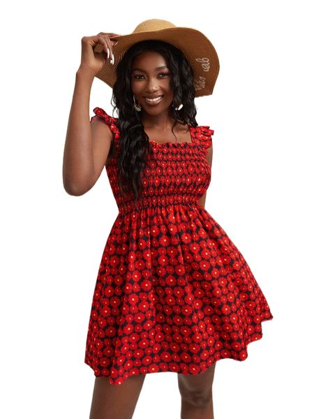 x patishop art allover floral print shirred ruffle trim dress d0pf#, Black;gray
x patishop art allover floral print shirred ruffle trim dress d0pf#, Black;gray