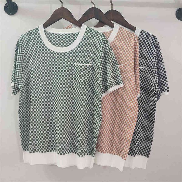 women's knits tees simple fashionable small fragrance classic checkerboard double-sided jacquard fine needle tiansi soft waxy thin knit, White
women's knits tees simple fashionable small fragrance classic checkerboard double-sided jacquard fine needle tiansi soft waxy thin knit, White