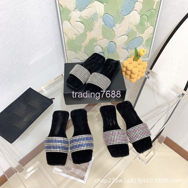 slippers autumn and winter fashion king slippers women's flash leisure real wool line flat bottom square head women, Black
slippers autumn and winter fashion king slippers women's flash leisure real wool line flat bottom square head women, Black