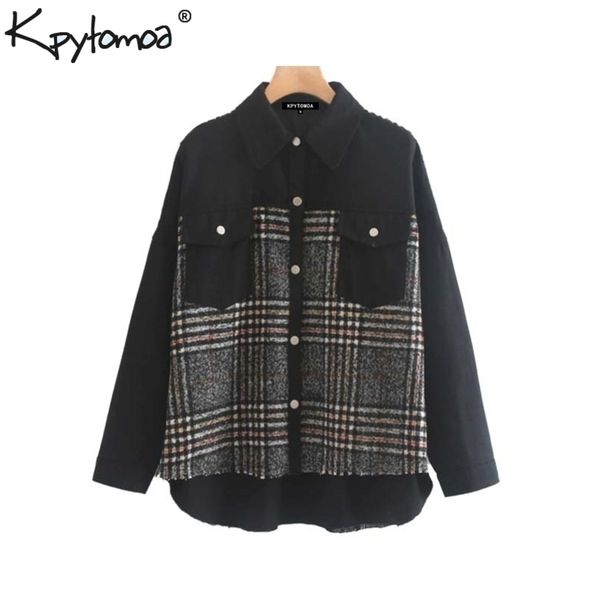 vintage stylish plaid patchwork pockets oversized jacket coat women fashion long sleeve loose ladies outerwear chic y200101, Black;brown
vintage stylish plaid patchwork pockets oversized jacket coat women fashion long sleeve loose ladies outerwear chic y200101, Black;brown
