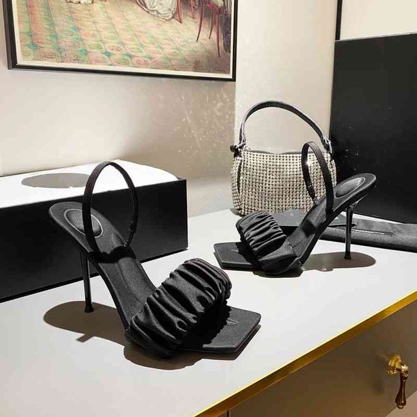 silk sandals women's bareback sandals open end ultra-high heels wrinkle decoration summer series, Black
silk sandals women's bareback sandals open end ultra-high heels wrinkle decoration summer series, Black