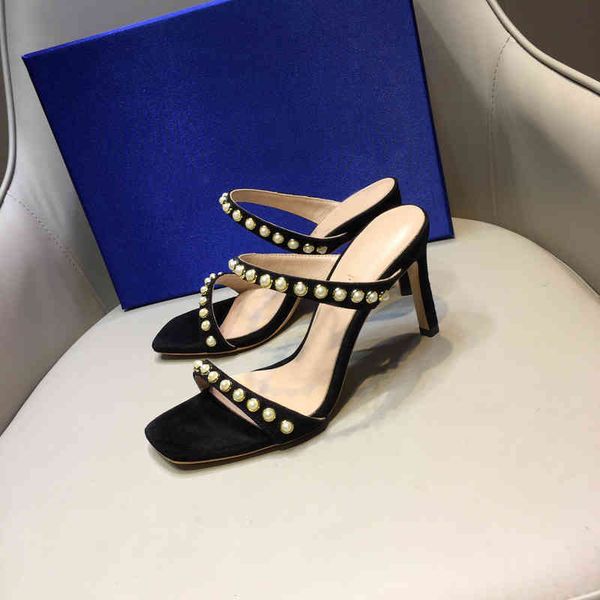 sandals summer high-heeled half slippers with thin heel open toe pearl sandals for women, Black
sandals summer high-heeled half slippers with thin heel open toe pearl sandals for women, Black
