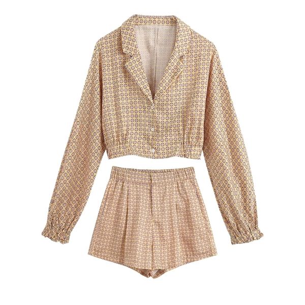 new summer suits women two piece set printed pajama style za soft short blouse & printed casual shorts loose wide leg t200701, White
new summer suits women two piece set printed pajama style za soft short blouse & printed casual shorts loose wide leg t200701, White