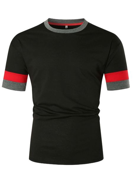 men color block tee m4u6#, White;black 
men color block tee m4u6#, White;black