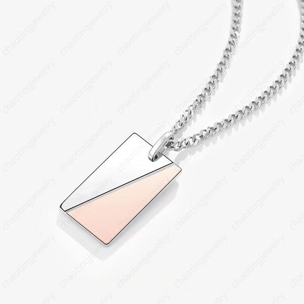 mens designer fashion pendant rose silver double color block necklace brand logo engraving holiday gift
mens designer fashion pendant rose silver double color block necklace brand logo engraving holiday gift