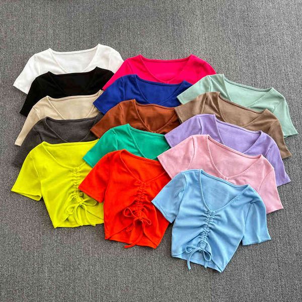women's t-shirt v-neck short sleeve careful machine tight high waist exposed navel drawstring t-shirt women's exotic chic summer h, White
women's t-shirt v-neck short sleeve careful machine tight high waist exposed navel drawstring t-shirt women's exotic chic summer h, White