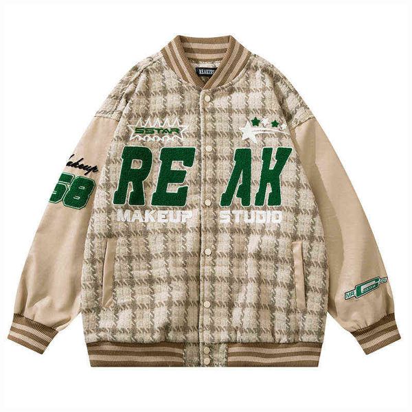streetwear 2022 harajuku oversized baseball jacket letter star embroidery patchwork plaid coat hip hop vintage varsity jackets t220728, Black;brown
streetwear 2022 harajuku oversized baseball jacket letter star embroidery patchwork plaid coat hip hop vintage varsity jackets t220728, Black;brown