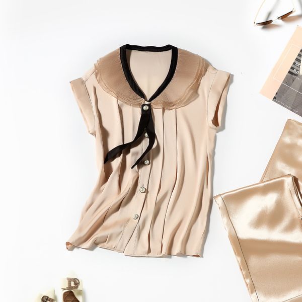 women's blouses & shirts summer women's casual color contrast short sleeve lapel silk mulberry lace up blouse women oq32, White
women's blouses & shirts summer women's casual color contrast short sleeve lapel silk mulberry lace up blouse women oq32, White