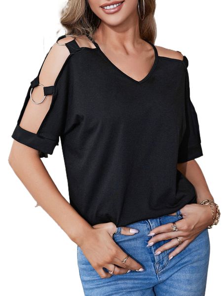 cut out o-ring linked tee l30u#, White