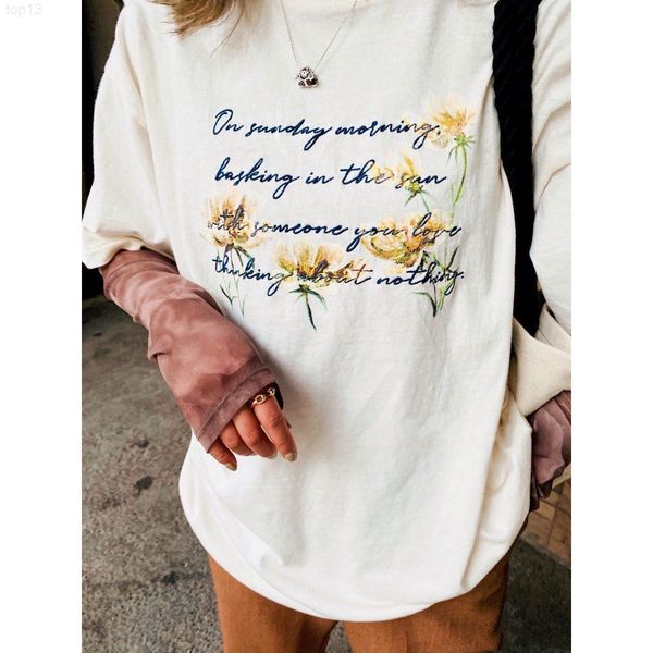 women's t-shirt designer home 22 summer new simple flower print letter embroidery t-shirt casual round neck short sleeve female gx250, White
women's t-shirt designer home 22 summer new simple flower print letter embroidery t-shirt casual round neck short sleeve female gx250, White