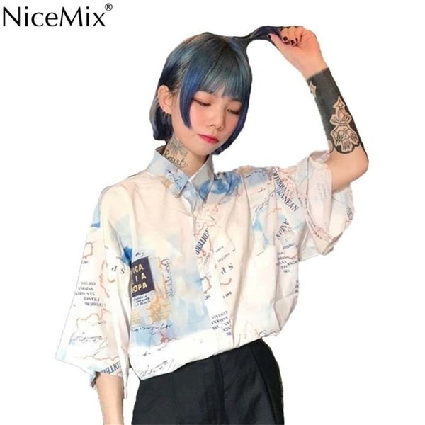 nicemix summer harajuku blouse short sleeve womens shirt digtal print map and blouses casual blusas camisas mujer y200622, White
nicemix summer harajuku blouse short sleeve womens shirt digtal print map and blouses casual blusas camisas mujer y200622, White