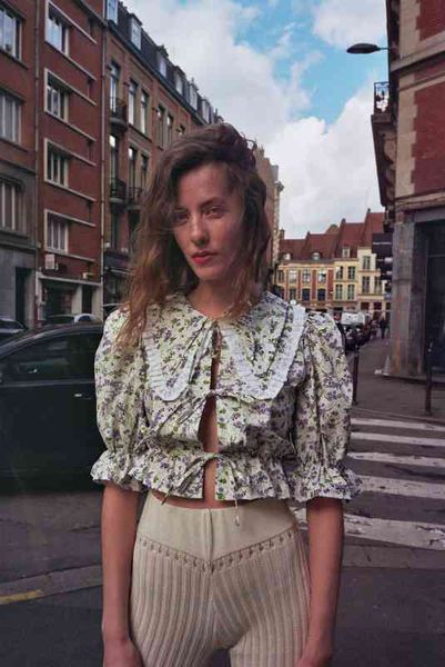women's blouses shirts french maison sweet lovely triangular collar floral print short sleeve shirt female, White
women's blouses shirts french maison sweet lovely triangular collar floral print short sleeve shirt female, White