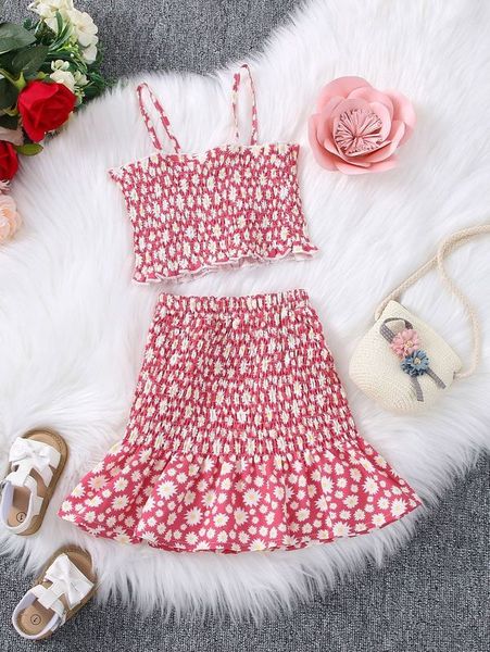 toddler girls floral print shirred cami & ruffle hem skirt she, White
toddler girls floral print shirred cami & ruffle hem skirt she, White