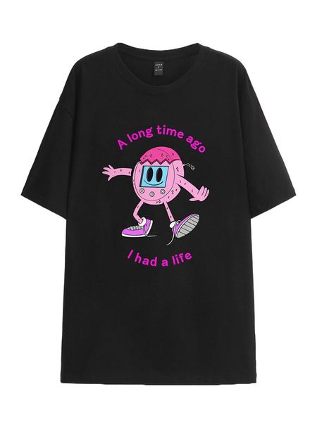 x ojeroso slogan & cartoon graphic drop shoulder tee i2zj#, White
x ojeroso slogan & cartoon graphic drop shoulder tee i2zj#, White