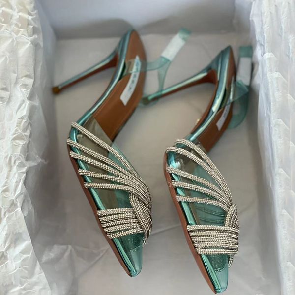 2022 designer aquazzura high heel pvc pumps women sandals stiletto heels green rhinestones shiny summer luxury designer dress wedding shoes, Black
2022 designer aquazzura high heel pvc pumps women sandals stiletto heels green rhinestones shiny summer luxury designer dress wedding shoes, Black