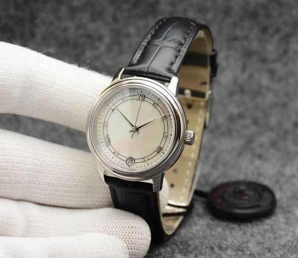 de ville prestige watch automatic mechanical silver case silver shell dial black leather strap date sapphire glass 32mm women miyota 2813, Slivery;brown
de ville prestige watch automatic mechanical silver case silver shell dial black leather strap date sapphire glass 32mm women miyota 2813, Slivery;brown