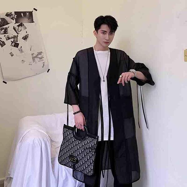men's vests sleeved men's short coat black simple cardigan windbreaker long thin summer translucent, Black;white
men's vests sleeved men's short coat black simple cardigan windbreaker long thin summer translucent, Black;white
