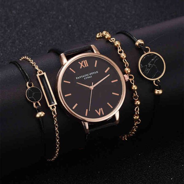 set women 5pcs woman quartz wrist leather ladies bracelet luxury casual relogio femenino gift for girlfriend y220707, Slivery;brown 
set women 5pcs woman quartz wrist leather ladies bracelet luxury casual relogio femenino gift for girlfriend y220707, Slivery;brown