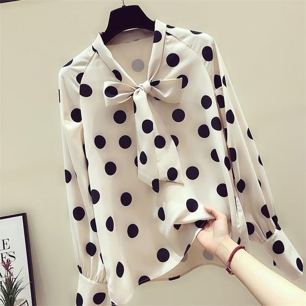 women spring autumn style chiffon blouses shirts lady casual bow tie collar polka dot printed blusas df3013 210401, White
women spring autumn style chiffon blouses shirts lady casual bow tie collar polka dot printed blusas df3013 210401, White