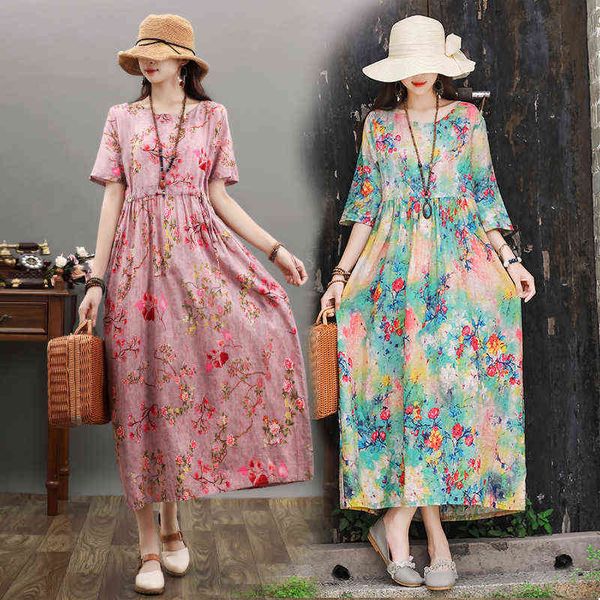 comfortable and breathable skirt new summer 2022 printed pullover round neck literary high waist long cotton linen dress, Black;gray
comfortable and breathable skirt new summer 2022 printed pullover round neck literary high waist long cotton linen dress, Black;gray