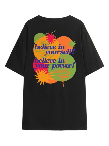 x posse cartoon & slogan graphic drop shoulder tee 77m8#, White