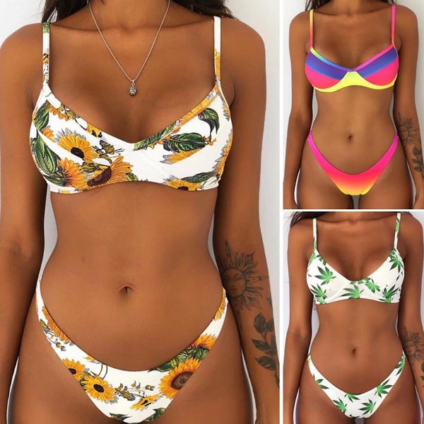 women's swimwear women bikini set print push-up padded bra triangle swimsuit bathing beach summer, White;black
women's swimwear women bikini set print push-up padded bra triangle swimsuit bathing beach summer, White;black