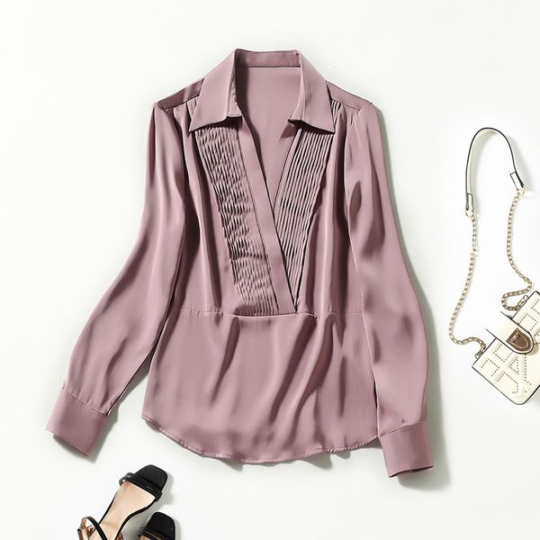 women's blouses & shirts mulberry silk satin shirt pleated lapel spring shenzhen nanyou high end women's wear yuyf, White
women's blouses & shirts mulberry silk satin shirt pleated lapel spring shenzhen nanyou high end women's wear yuyf, White