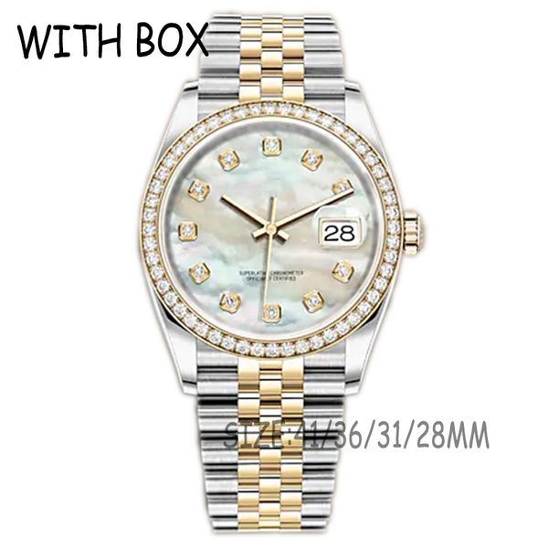 mechanical mens automatic watches 41/36/31/28mm diamond bezel pearl face luminous waterproof gold watch montre de luxe dropshipping, Slivery;golden
mechanical mens automatic watches 41/36/31/28mm diamond bezel pearl face luminous waterproof gold watch montre de luxe dropshipping, Slivery;golden