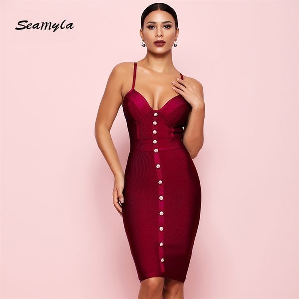 seamyla women bandage dress vestidos elegant sleeveless gold button celebrity party dress bodycon club wear dresses y200120, White;black
seamyla women bandage dress vestidos elegant sleeveless gold button celebrity party dress bodycon club wear dresses y200120, White;black
