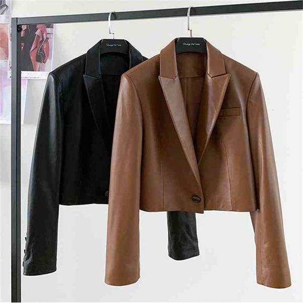 nerazzurri brown cropped leather jacket women long sleeve leather blazers spring black soft light faux leather for women xxl 210923
nerazzurri brown cropped leather jacket women long sleeve leather blazers spring black soft light faux leather for women xxl 210923